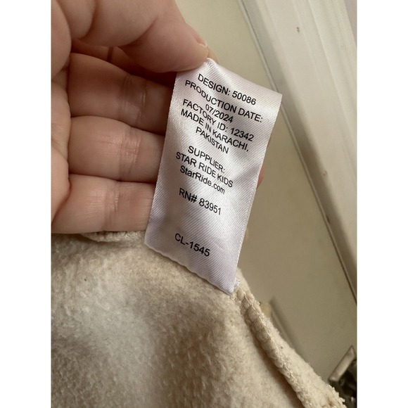 True Religion Cream Zip Hoodie with Black Logo Size Large (7) Kids - Picture 9 of 11